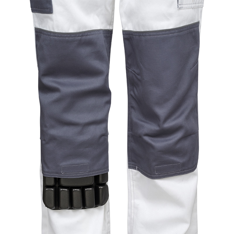Pantaloni cu pieptar de lucru alb/gri 100% bumbac ART. SHELTER-BP - imagine 6