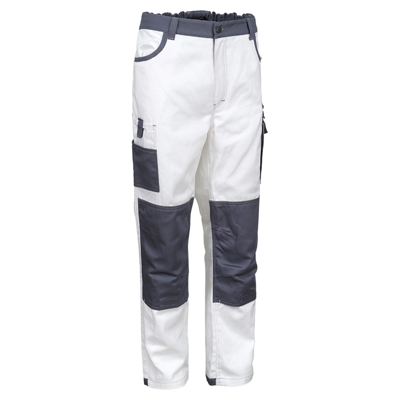 Pantaloni talie, de lucru alb/gri 100% bumbac ART. SHELTER-T